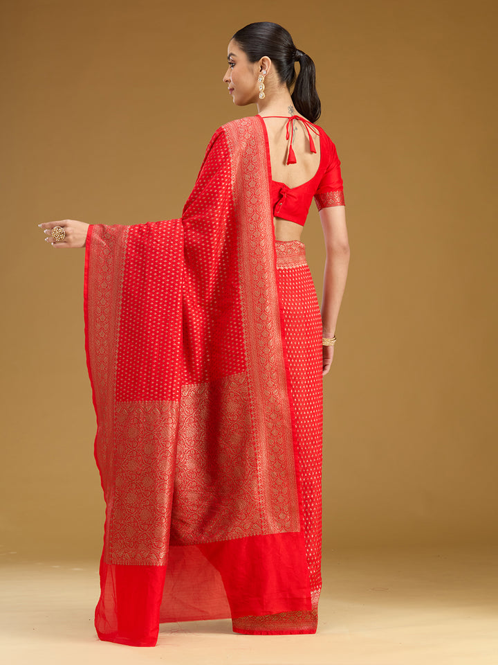 Red Zariwork (Gold) Silk Saree
