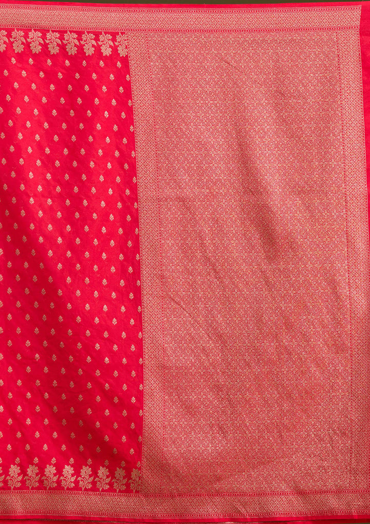 Magenta Pink Zariwork (Gold) Silk Silk Saree