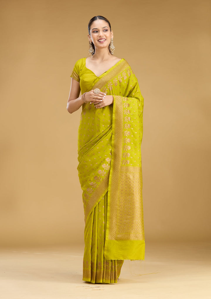 Mehandi Green Zariwork (Gold) Art Silk Saree