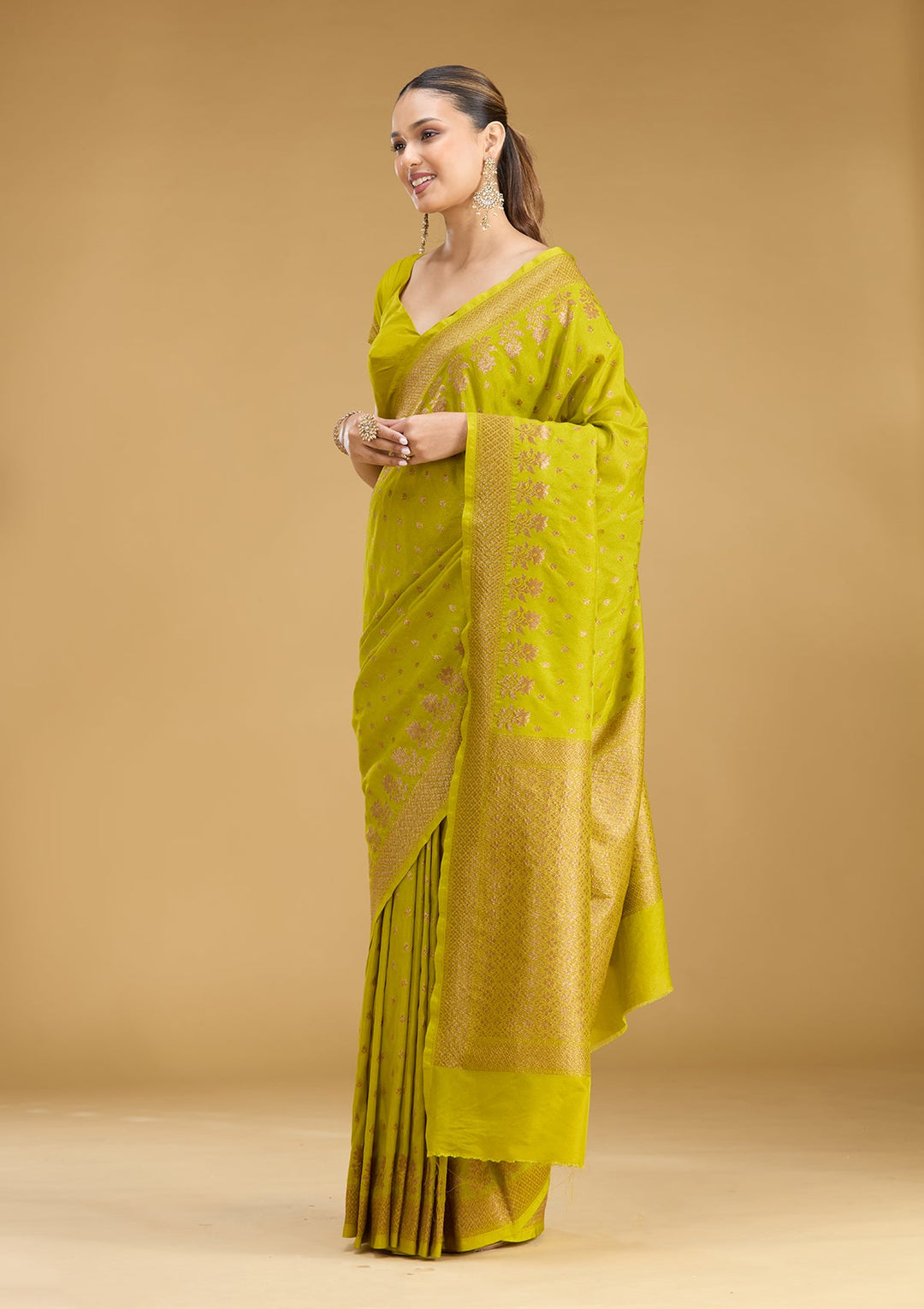 Mehandi Green Zariwork (Gold) Art Silk Saree