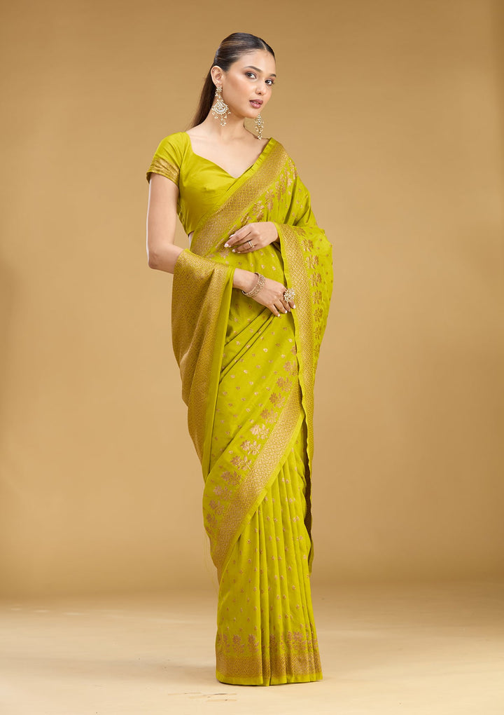 Mehandi Green Zariwork (Gold) Art Silk Saree
