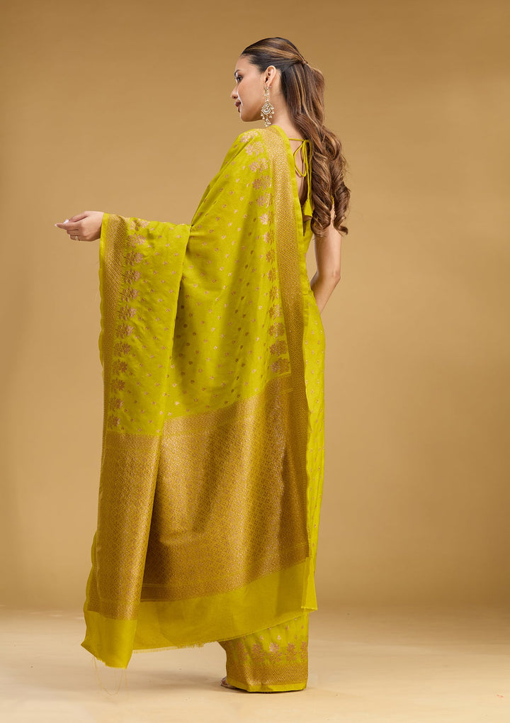 Mehandi Green Zariwork (Gold) Art Silk Saree