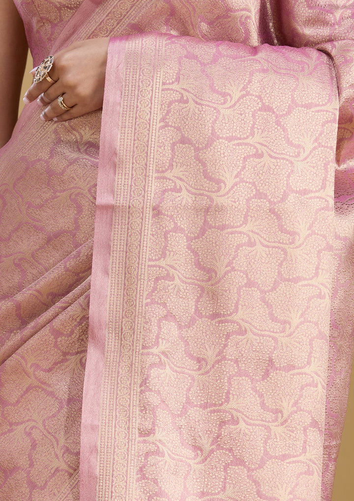 Light Lavender Zariwork (Gold) Tissue Silk Saree