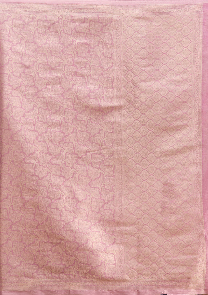 Light Lavender Zariwork (Gold) Tissue Silk Saree