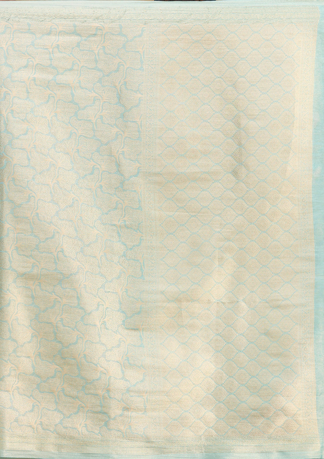 Sky Blue Zariwork (Gold) Tissue Silk Saree