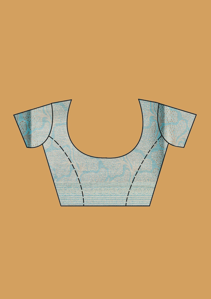 Sky Blue Zariwork (Gold) Tissue Silk Saree