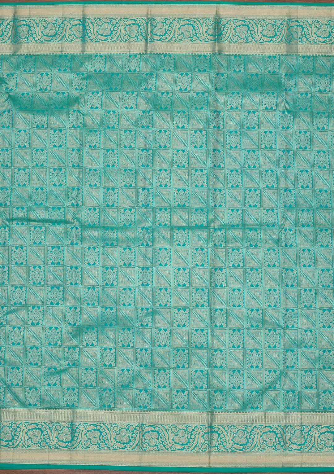 Turquoise Blue Zariwork Pure Silk Saree