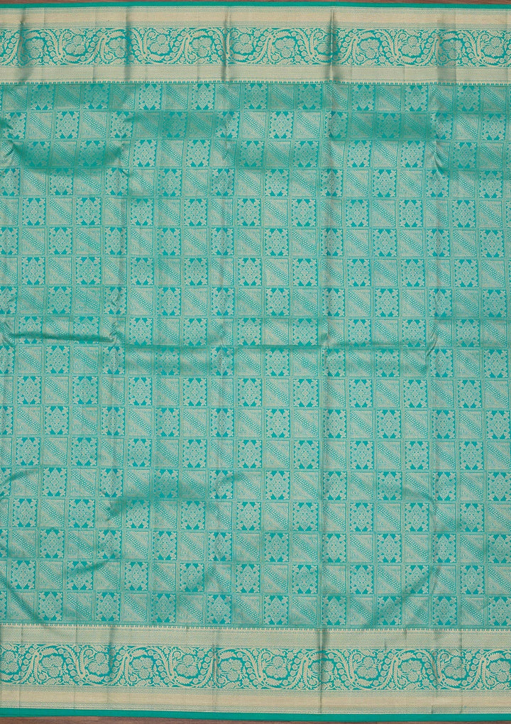 Turquoise Blue Zariwork Pure Silk Saree