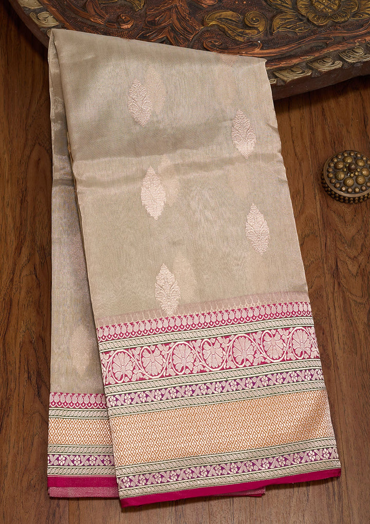 Beige Zariwork Tissue Silk Saree-koskii