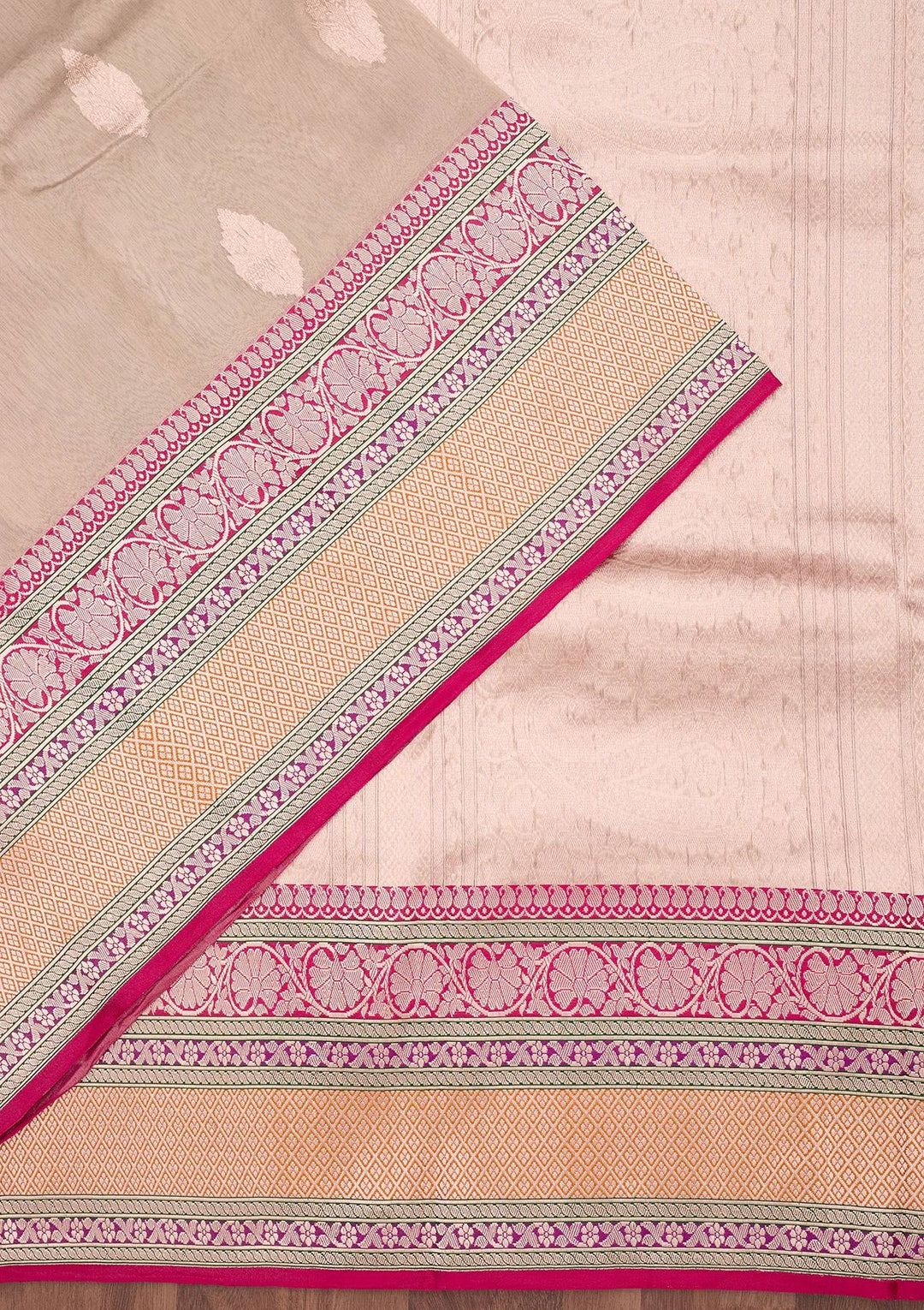 Beige Zariwork Tissue Silk Saree