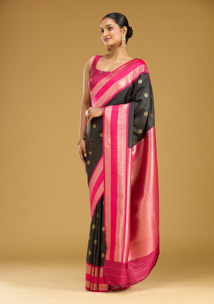 Black Zariwork (Gold) Silk Silk Saree
