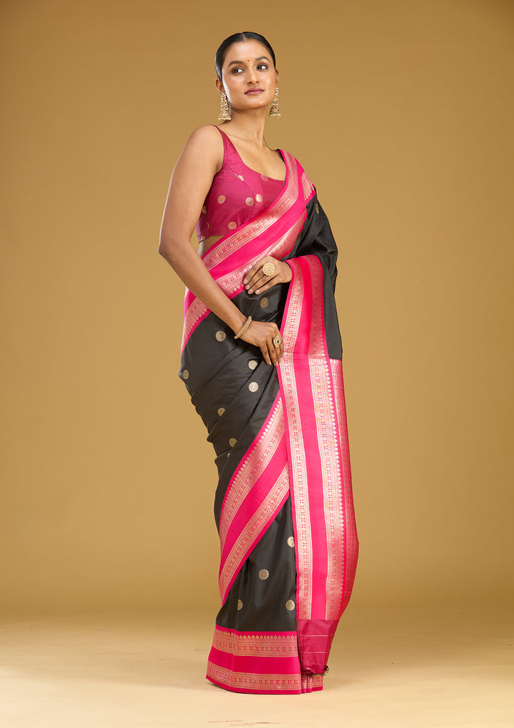 Black Zariwork (Gold) Silk Silk Saree