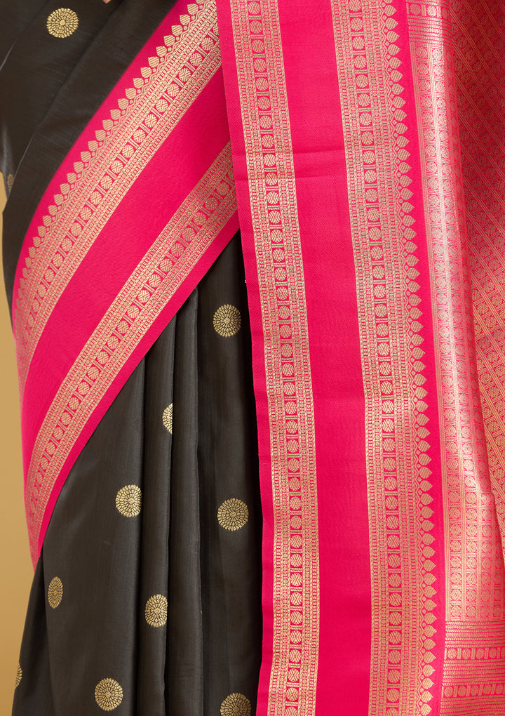 Black Zariwork (Gold) Silk Silk Saree