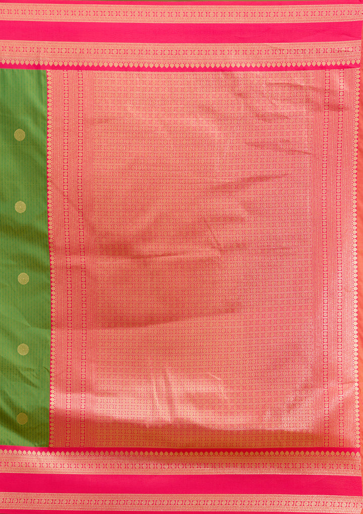 Parrot Green Zariwork (Gold) Silk Silk Saree