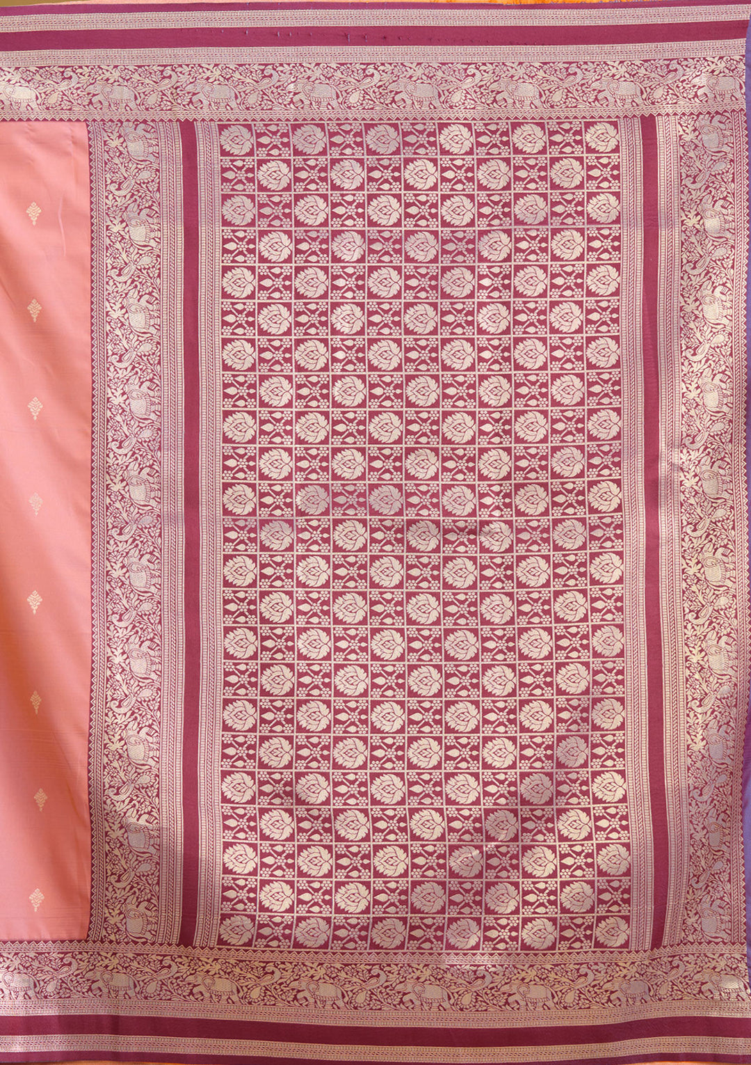 Onion Pink Zariwork (Gold) Silk Silk Saree
