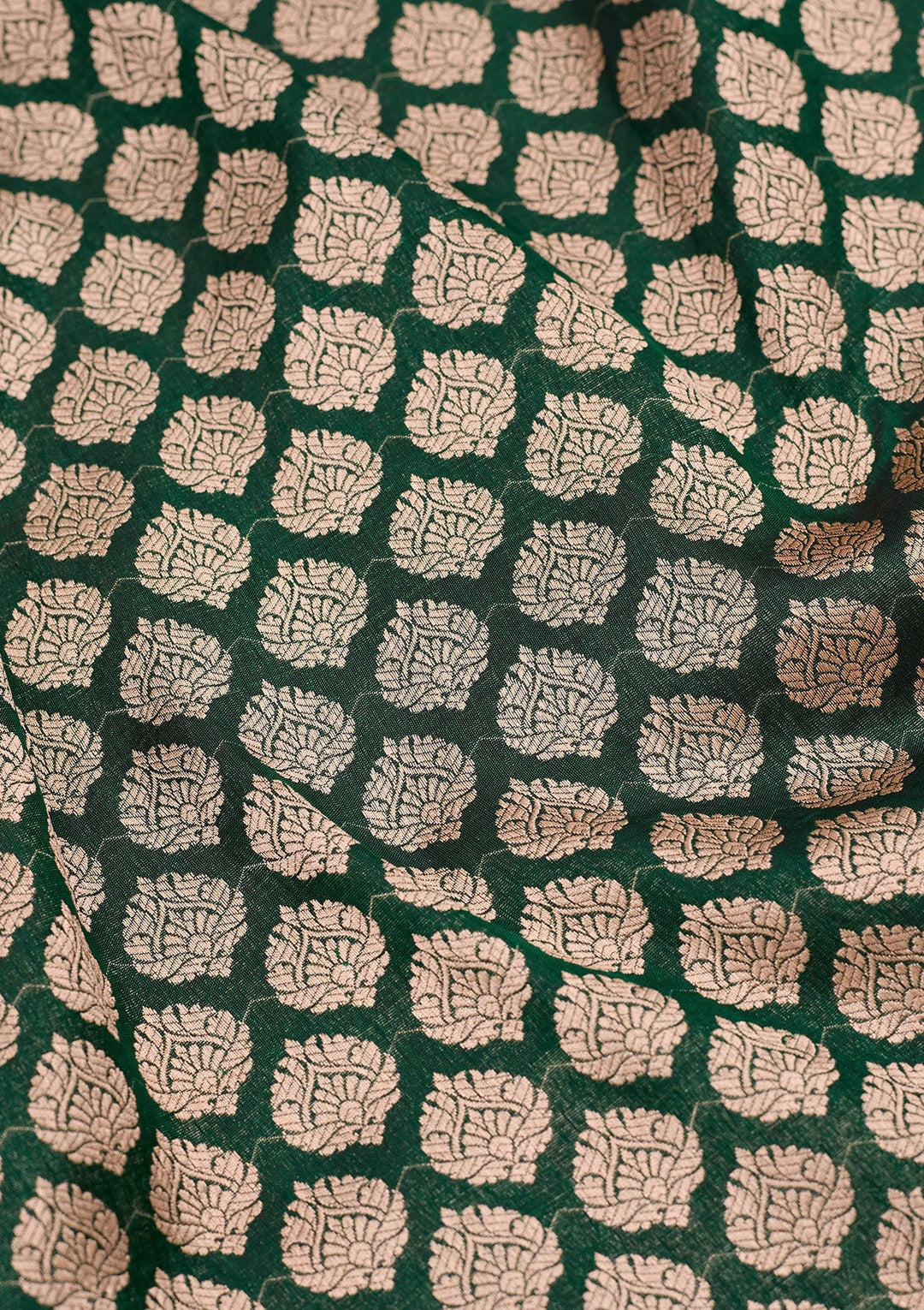 Bottle Green Zariwork Pure Silk Saree-koskii