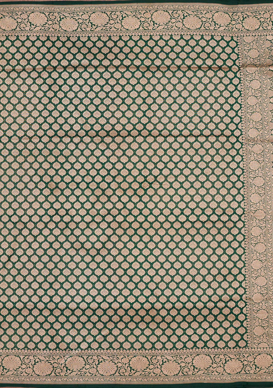 Bottle Green Zariwork Pure Silk Saree-koskii