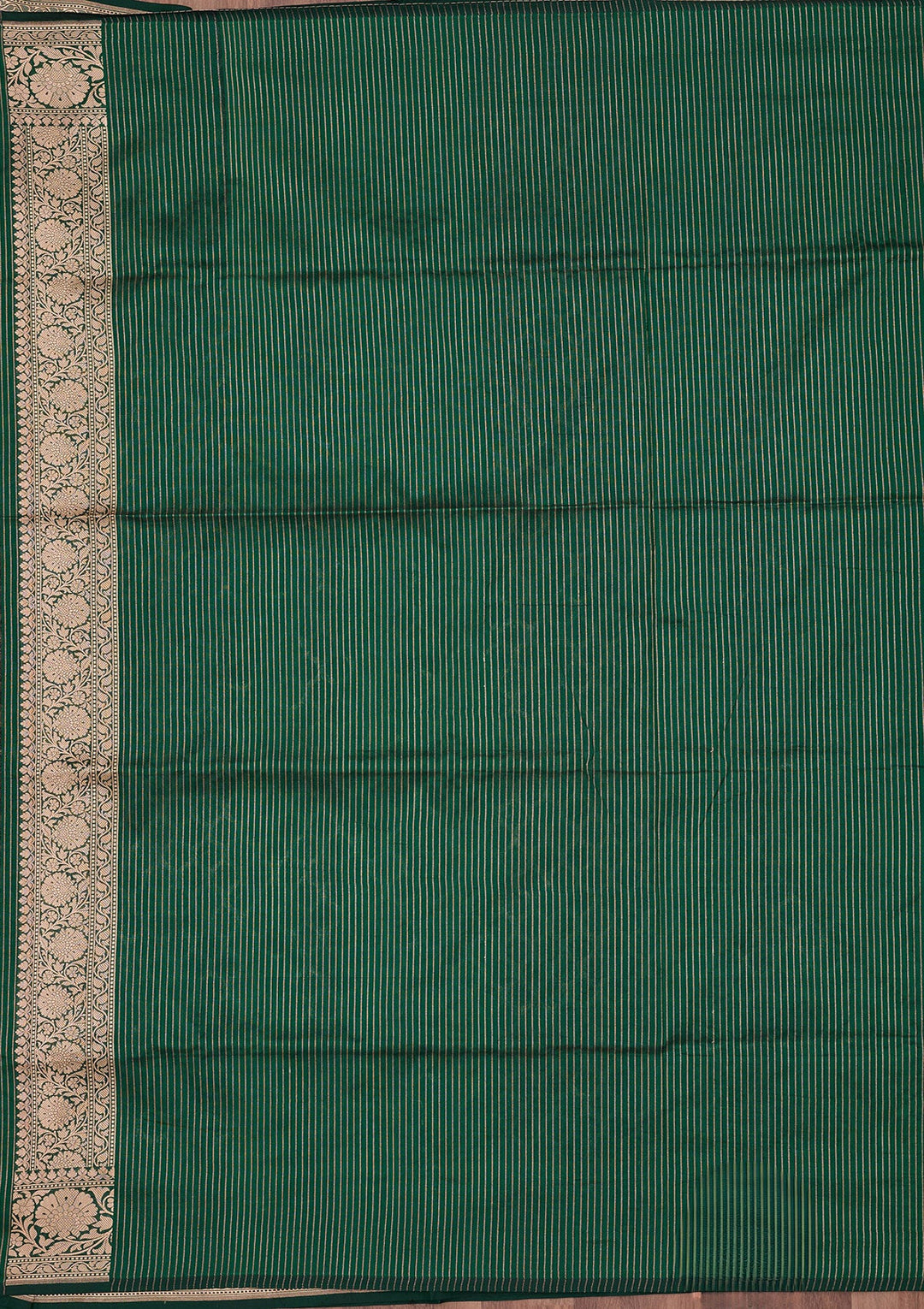 Bottle Green Zariwork Pure Silk Saree-koskii