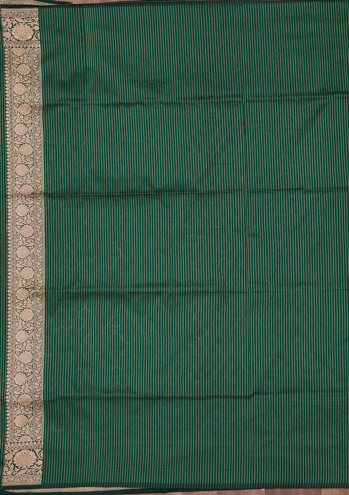 Bottle Green Zariwork Pure Silk Saree-koskii
