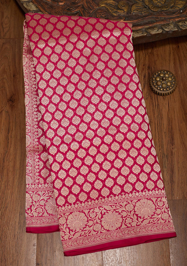 Rani Pink Zariwork Pure Silk Saree-koskii
