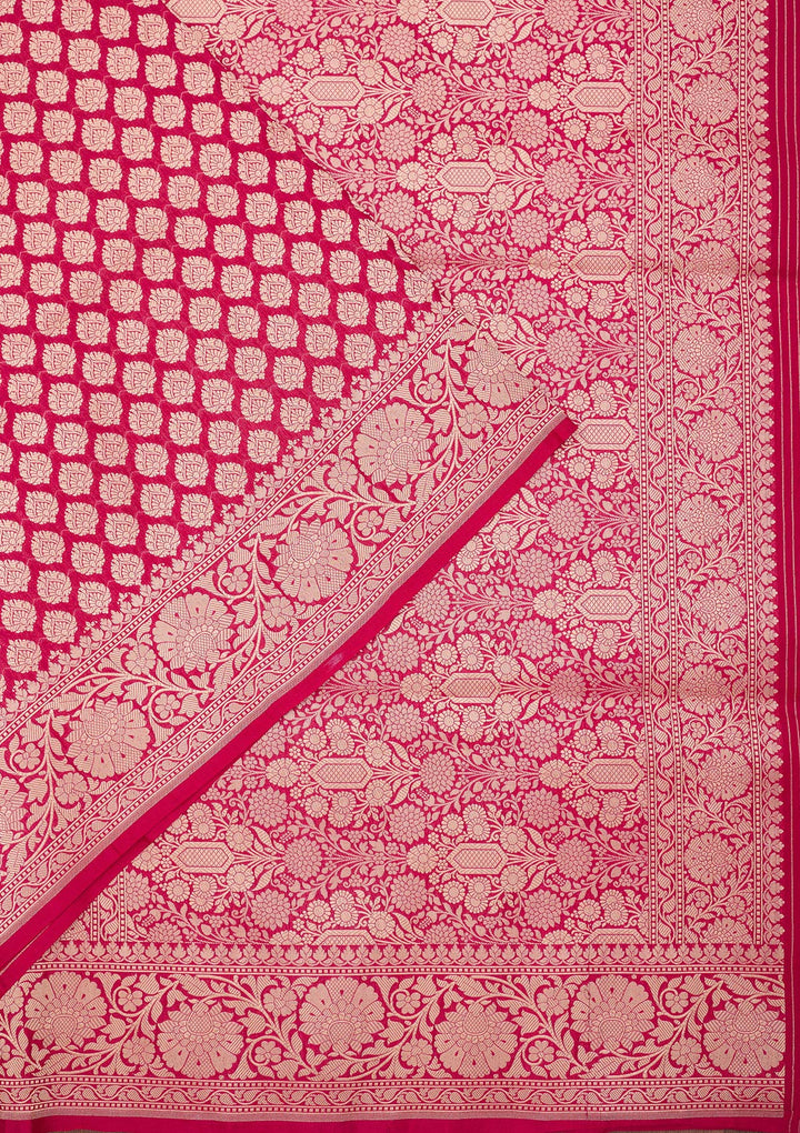 Rani Pink Zariwork Pure Silk Saree-koskii