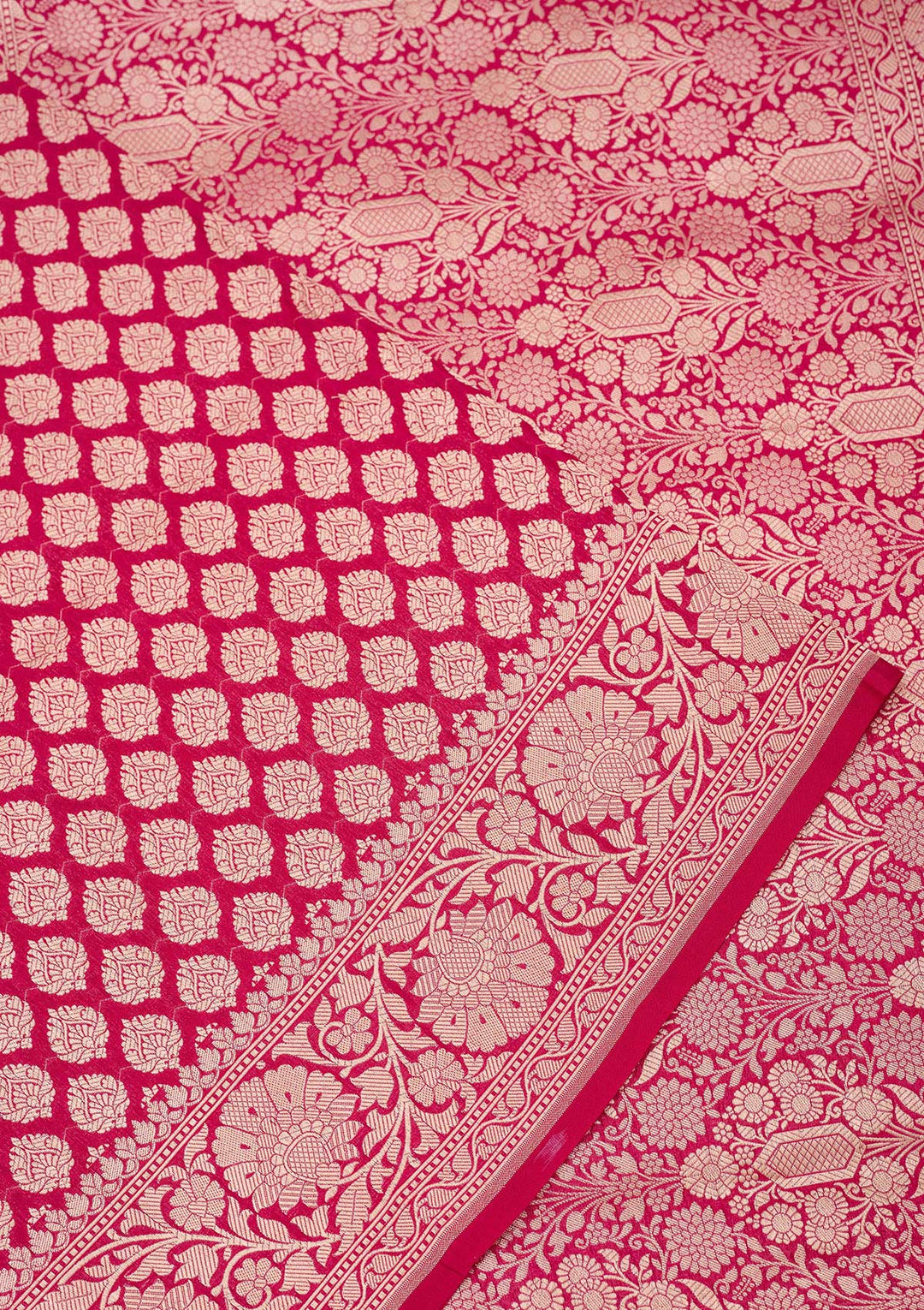 Rani Pink Zariwork Pure Silk Saree-koskii