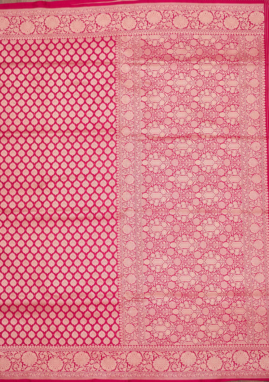 Rani Pink Zariwork Pure Silk Saree-koskii