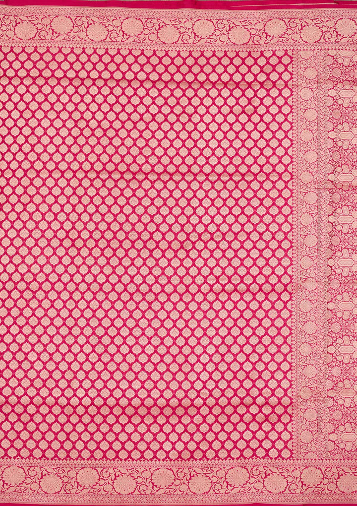 Rani Pink Zariwork Pure Silk Saree-koskii