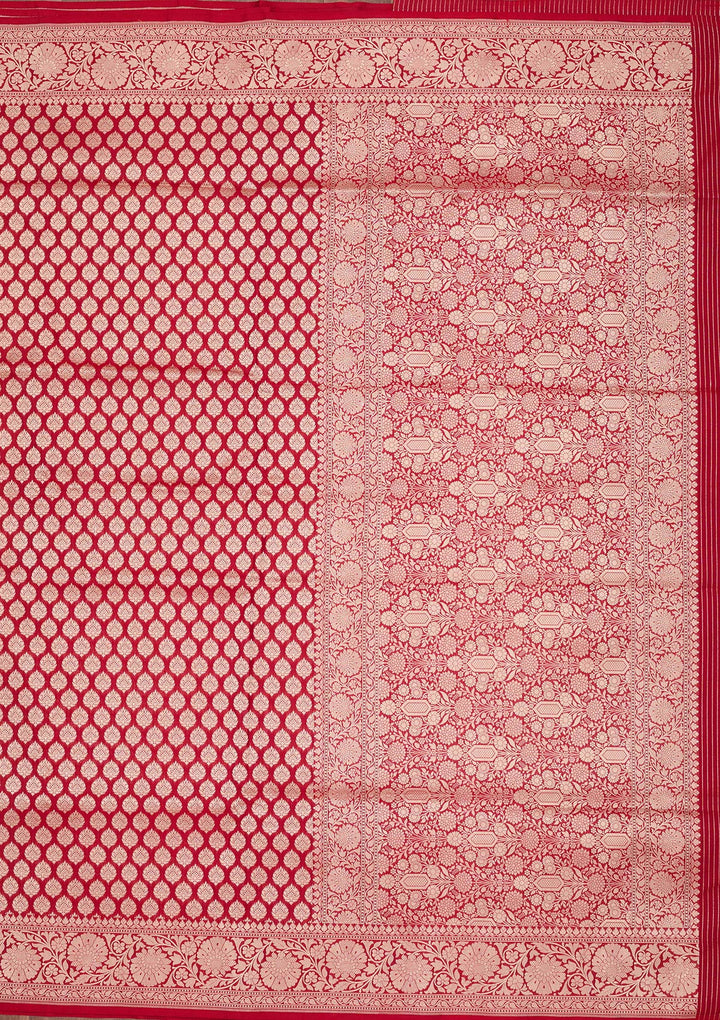 Red Zariwork Pure Silk Saree-koskii