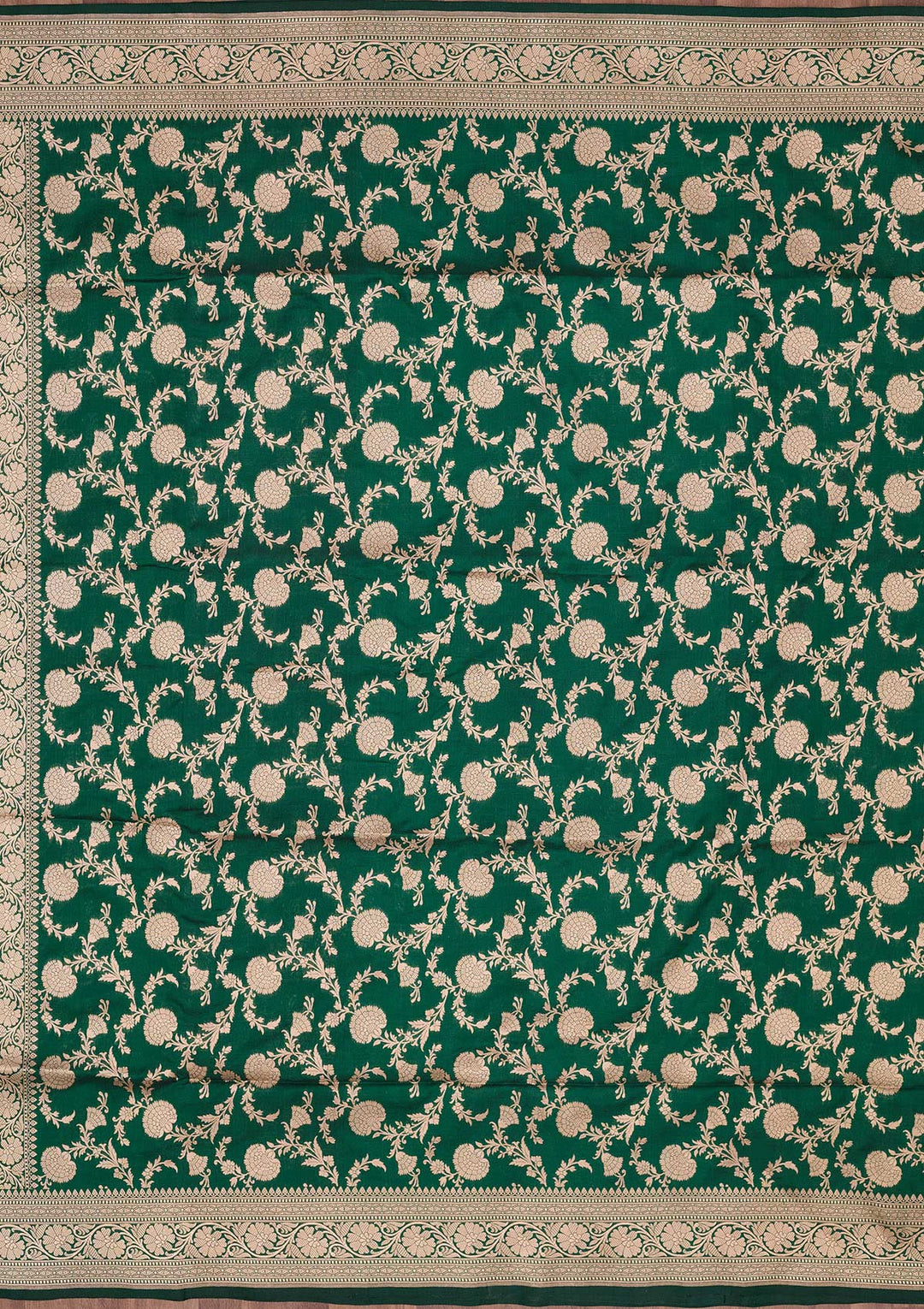 Bottle Green Zariwork Pure Silk Saree-koskii