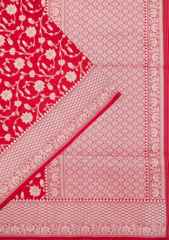 Red Zariwork Pure Silk Saree-koskii