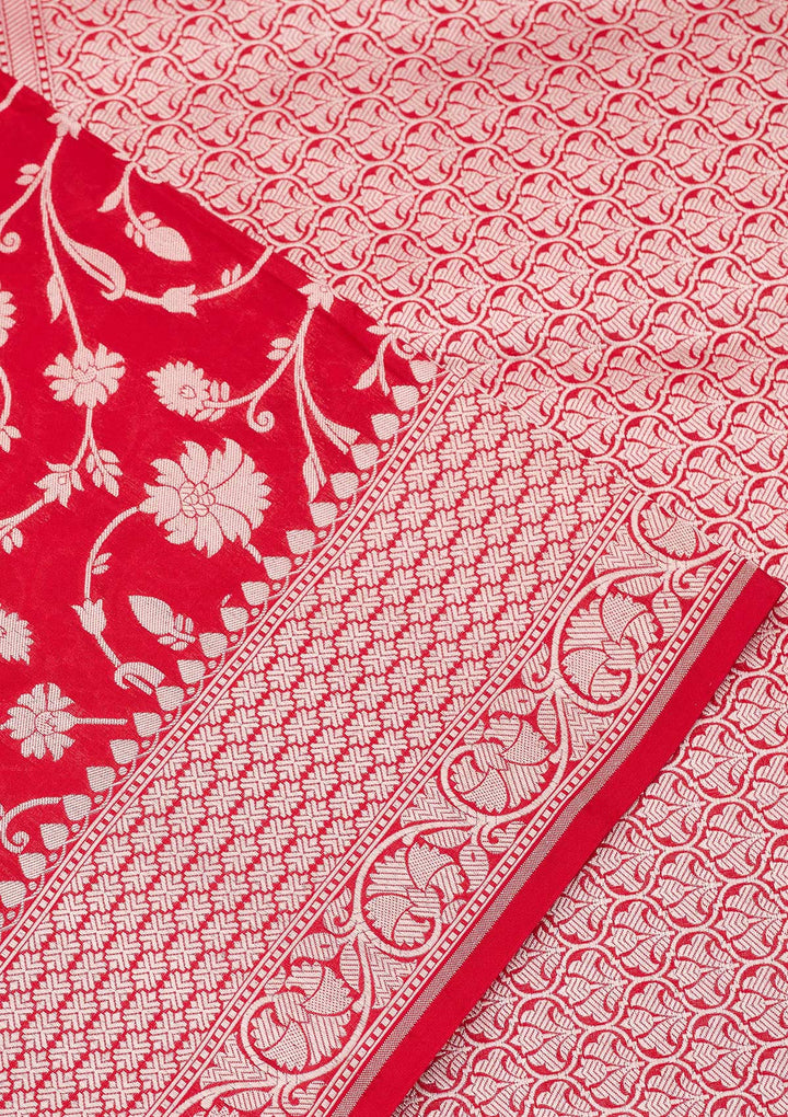 Red Zariwork Pure Silk Saree-koskii