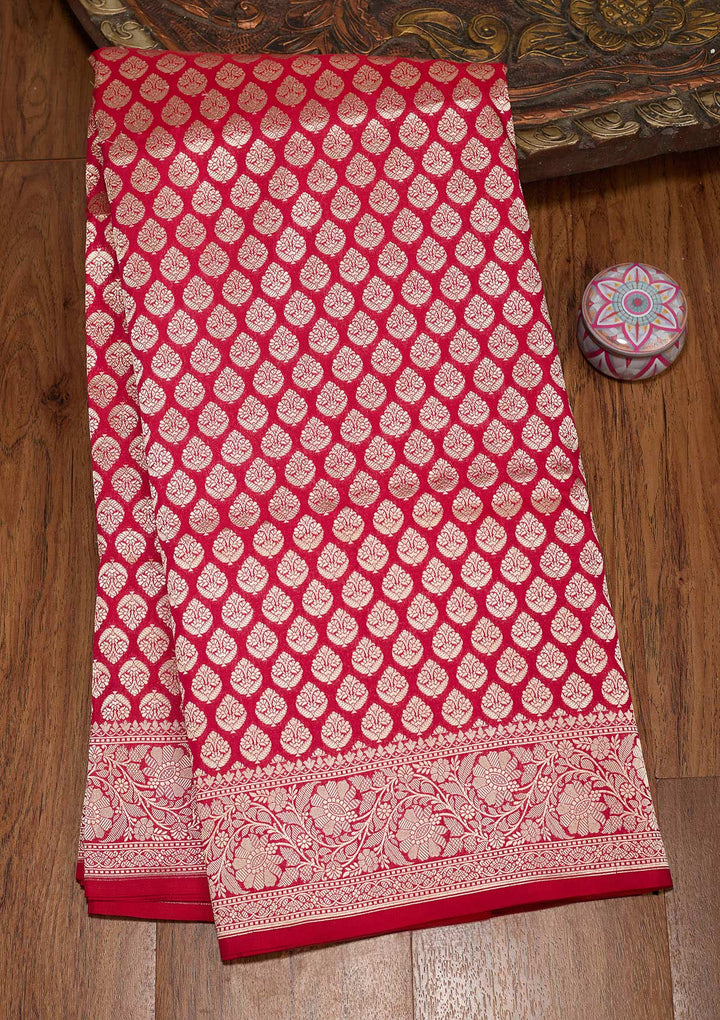 Red Zariwork Pure Silk Saree-koskii
