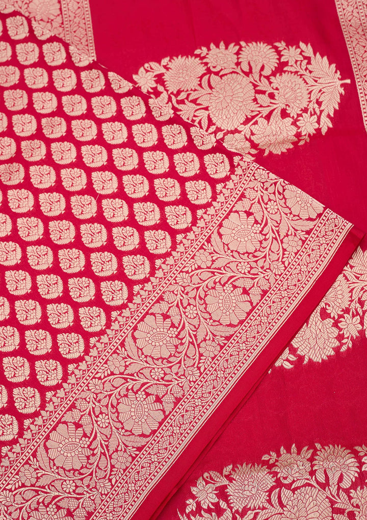 Red Zariwork Pure Silk Saree-koskii