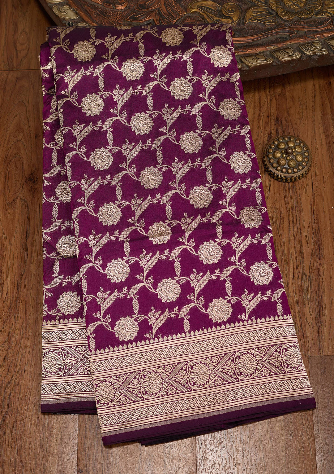 Wine Zariwork Pure Silk Saree-koskii