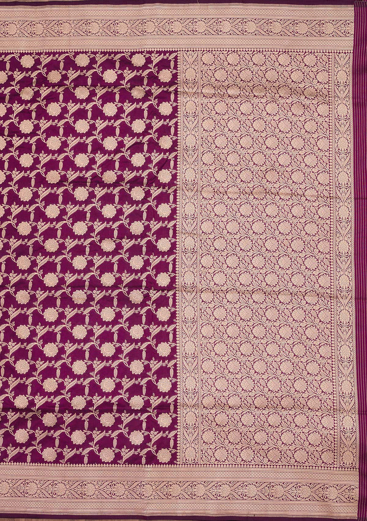 Wine Zariwork Pure Silk Saree-koskii