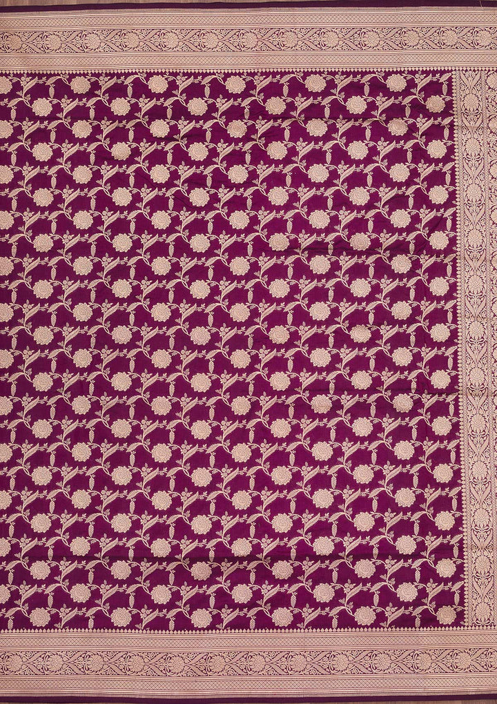 Wine Zariwork Pure Silk Saree-koskii