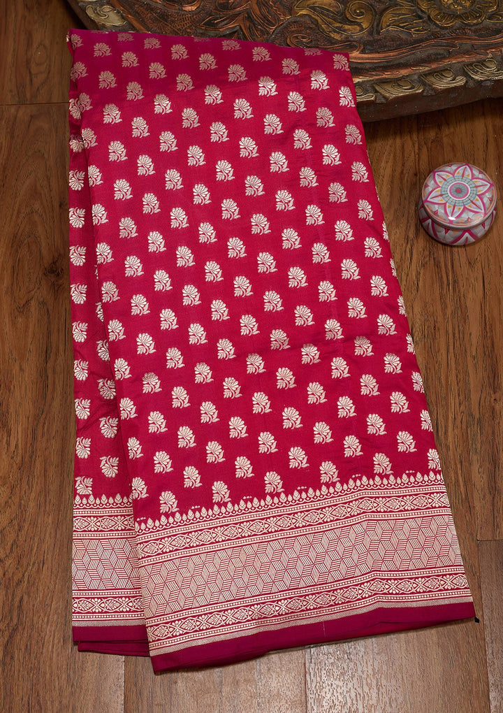Magenta Pink Zariwork Pure Silk Saree-koskii