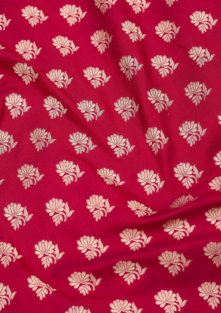 Magenta Pink Zariwork Pure Silk Saree-koskii
