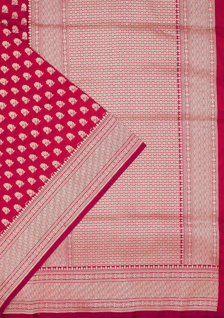 Magenta Pink Zariwork Pure Silk Saree-koskii