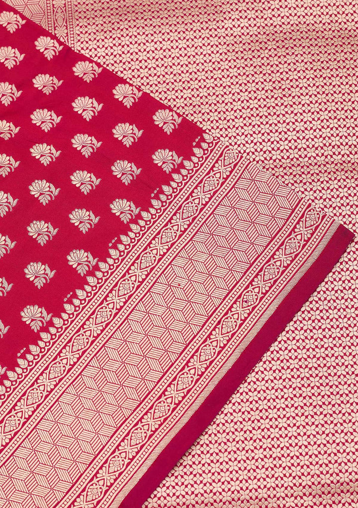 Magenta Pink Zariwork Pure Silk Saree-koskii