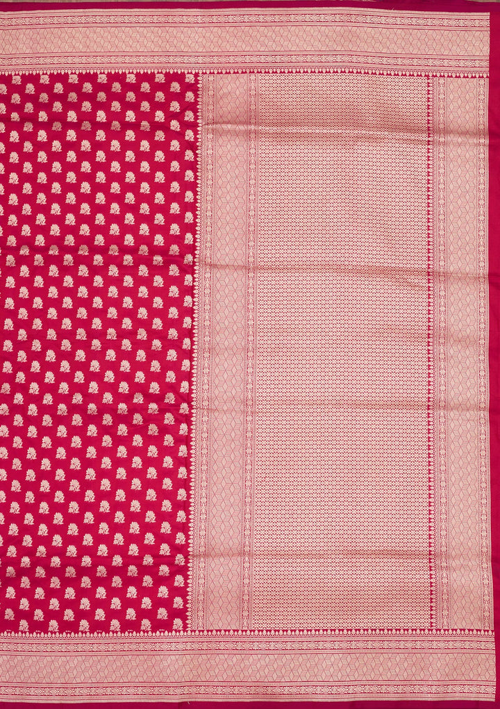 Magenta Pink Zariwork Pure Silk Saree-koskii