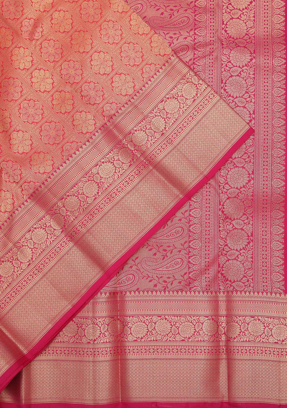 Rani Pink Zariwork Pure Silk Saree-koskii