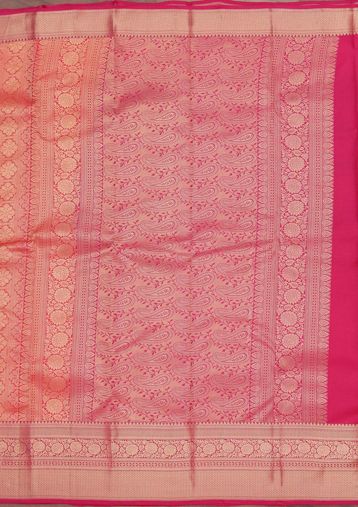 Rani Pink Zariwork Pure Silk Saree-koskii