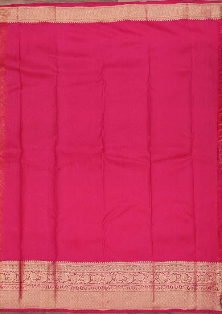 Rani Pink Zariwork Pure Silk Saree-koskii