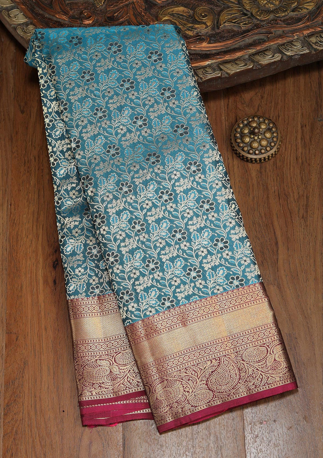 Rama Green Zariwork Pure Silk Saree