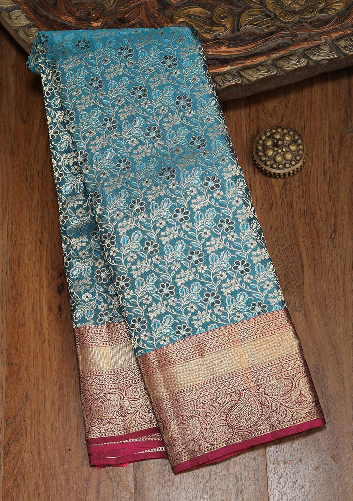 Rama Green Zariwork Pure Silk Saree