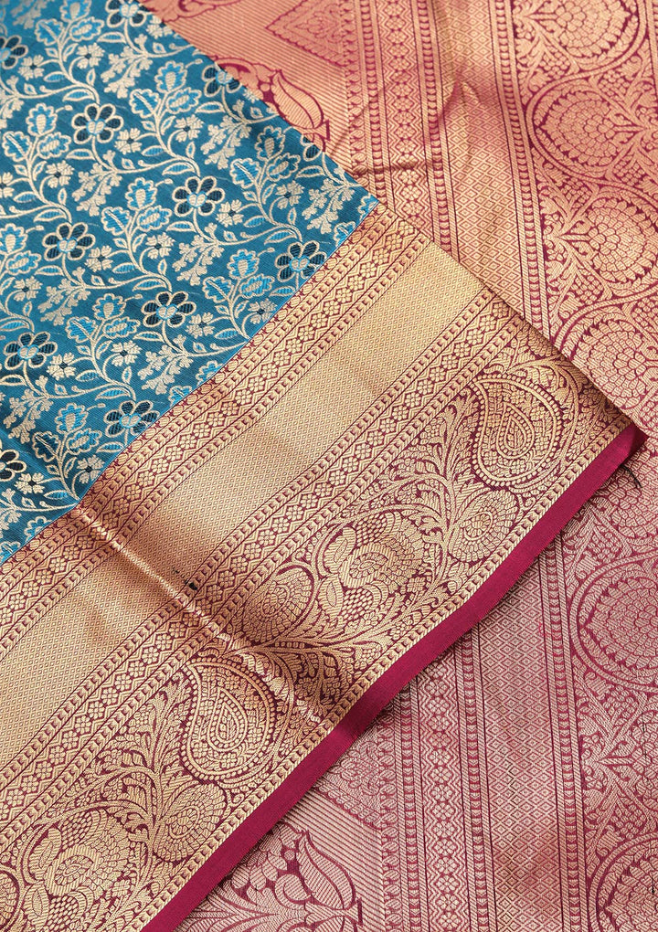 Rama Green Zariwork Pure Silk Saree