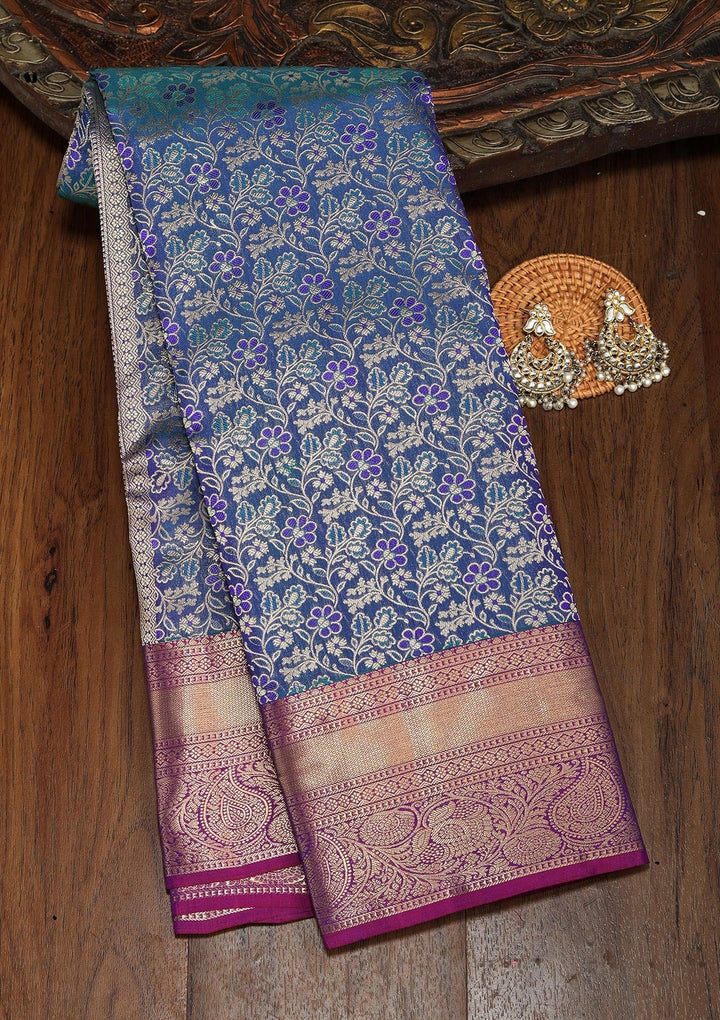 Royal Blue Zariwork Pure Silk Saree