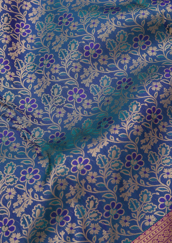 Royal Blue Zariwork Pure Silk Saree